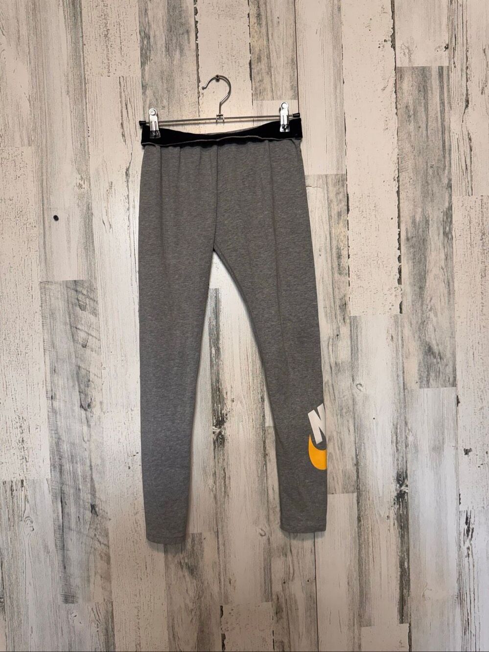 Nike Heather Gray Just Do It Waistband Swoosh Ankle Leggings Tight Pants S